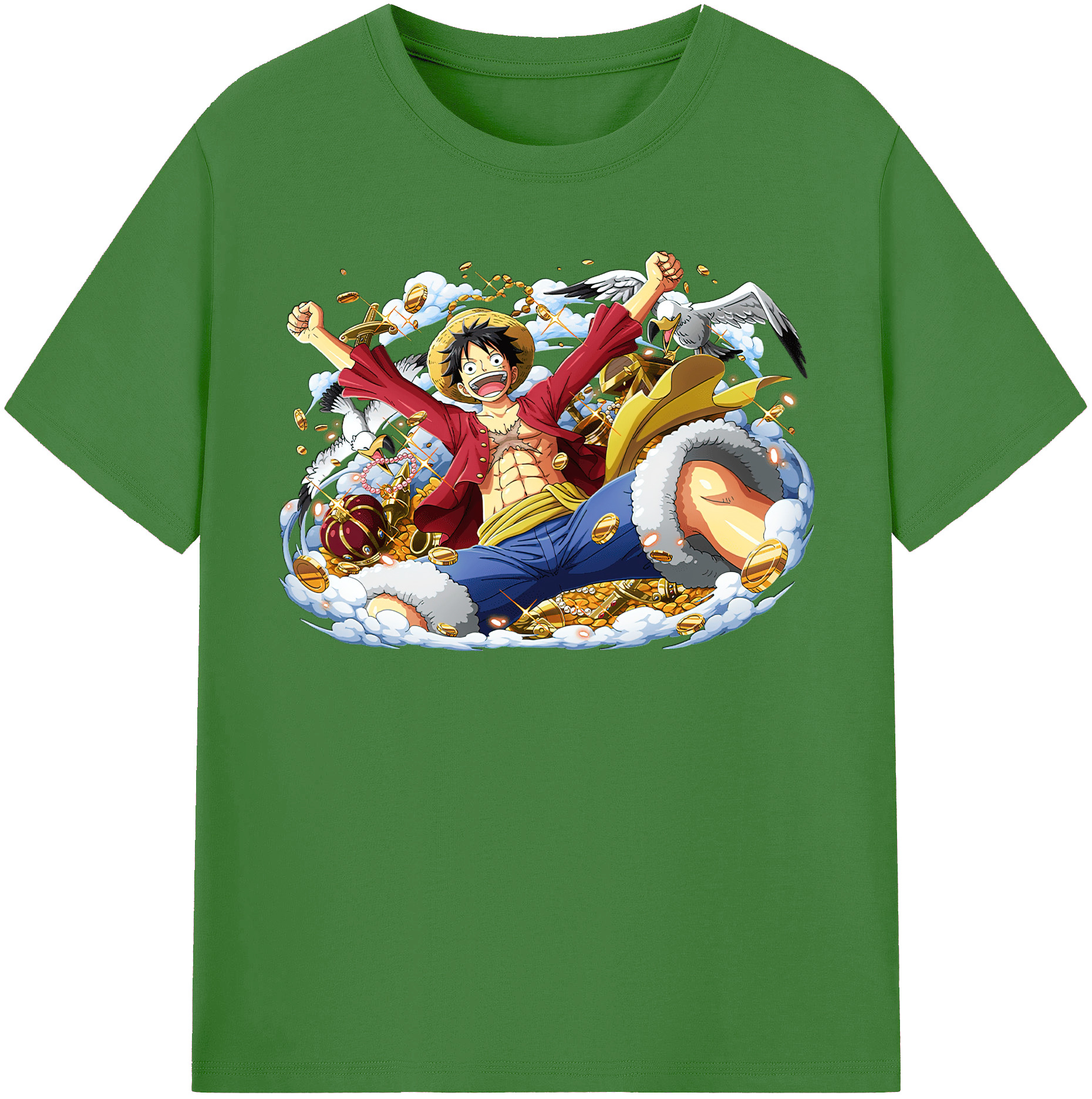 ワンピース モンキー・D・ルフィ ONE PIECE Monkey D. Luffy レディースカジュアルプリントTシャツ（綿100％）